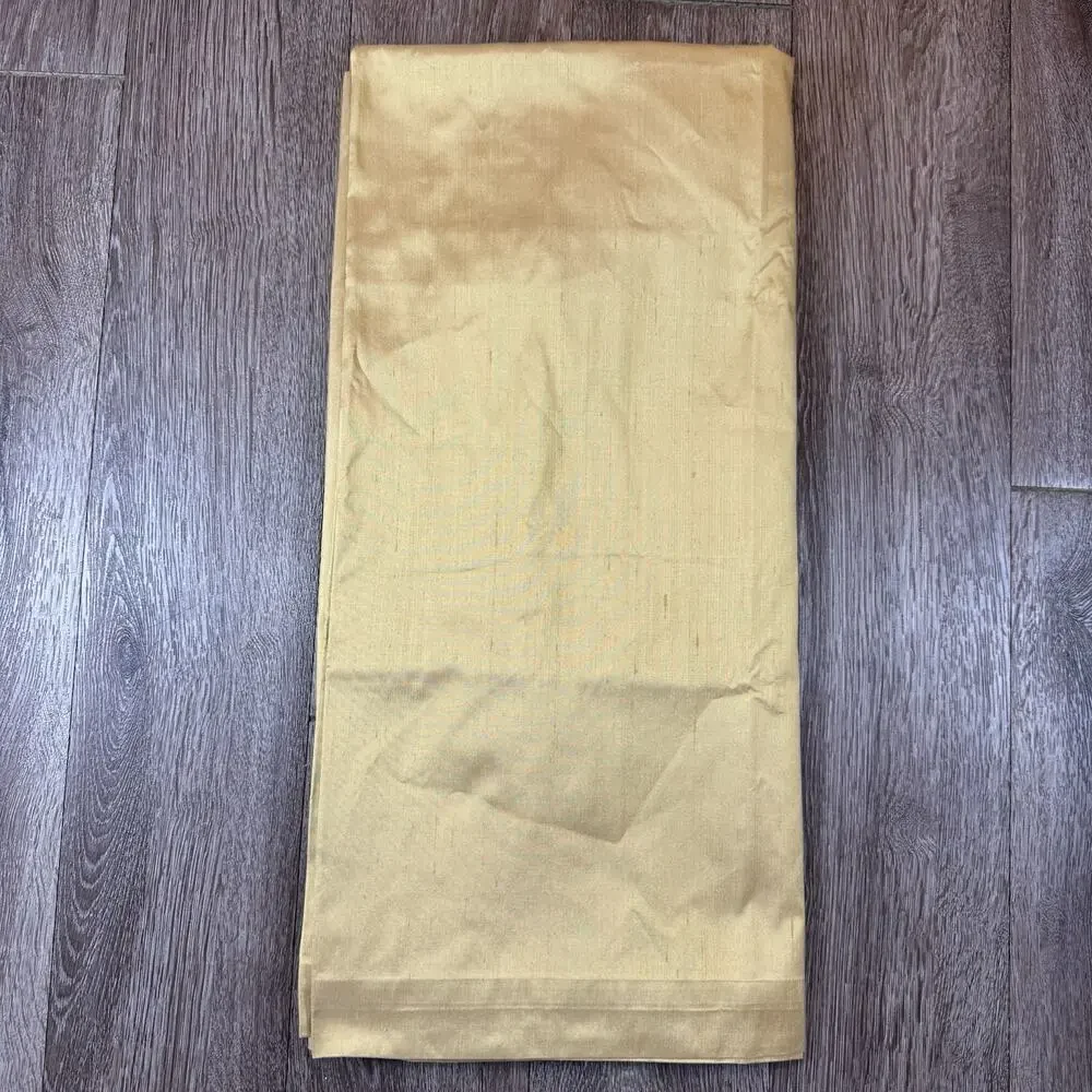 Single Restoration Hardware Gold Thai Silk Rod Curtain Lined 50x96, Excellent